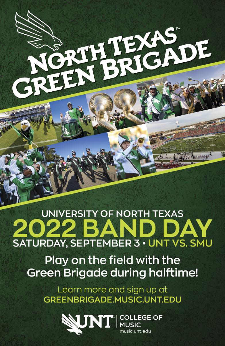 The Green Brigade Experience Band Day at UNT Green Brigade